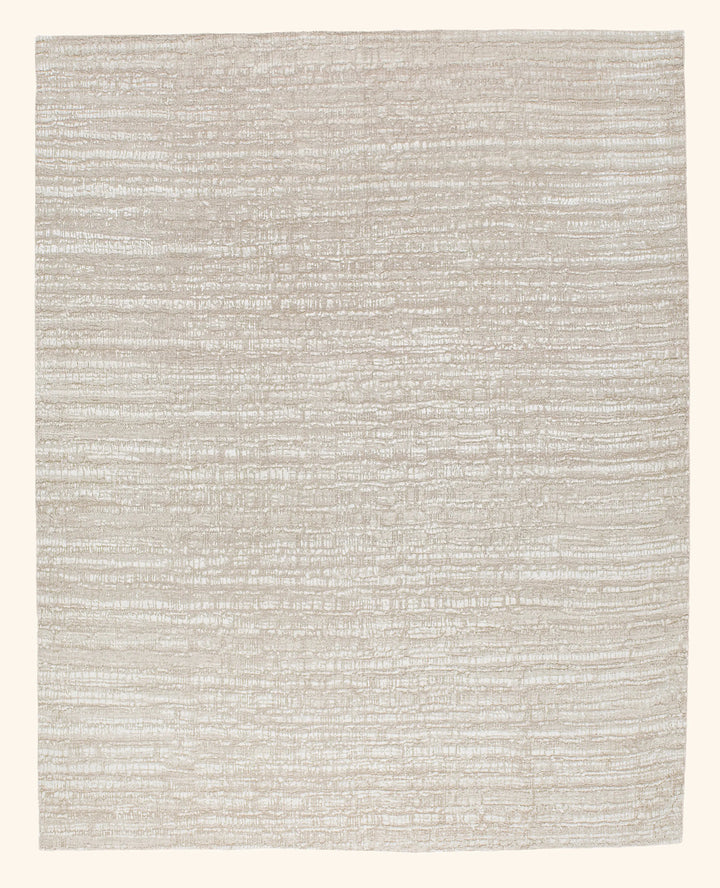 Grey Textured Wool Silk Linen Blend Rug - 8' x 10'