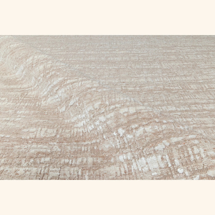 Grey Textured Wool Silk Linen Blend Rug - 8' x 10'