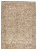Brown Traditional Silk Linen Wool Blend Rug - 8' x 10'