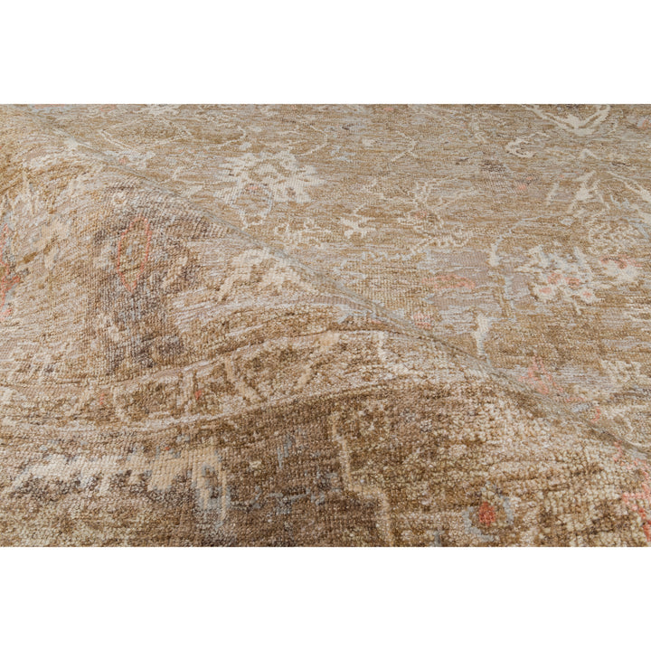 Brown Traditional Silk Linen Wool Blend Rug - 8' x 10'