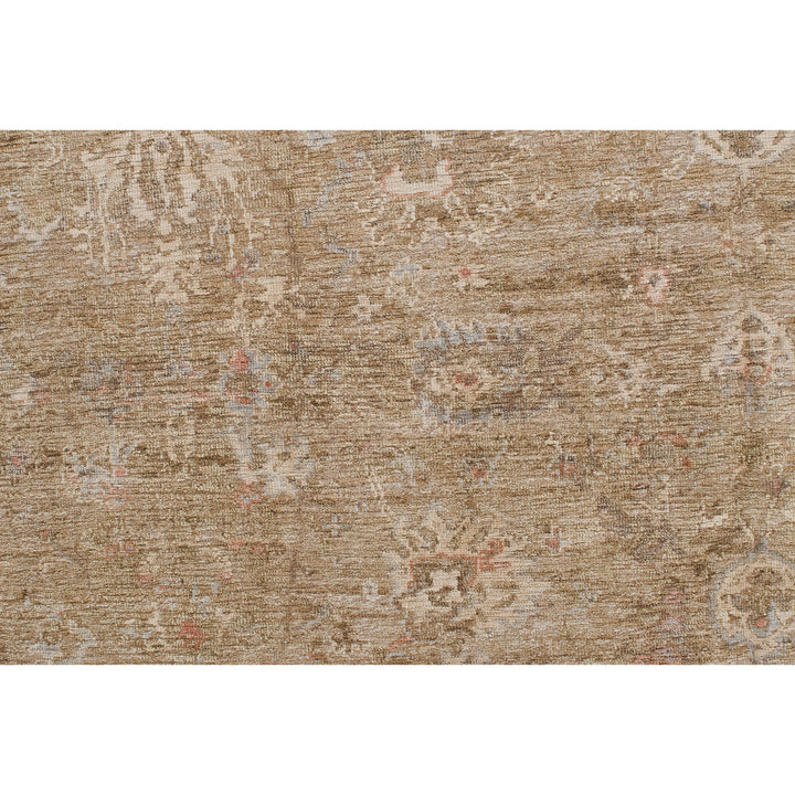 Brown Traditional Silk Linen Wool Blend Rug - 8' x 10'