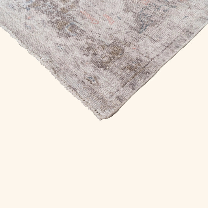 Grey Traditional Silk Wool Linen Blend Rug - 8'2" x 10'2"