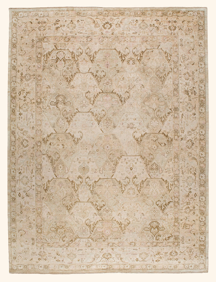 Gold Traditional Silk Wool Blend Rug - 8' x 10'