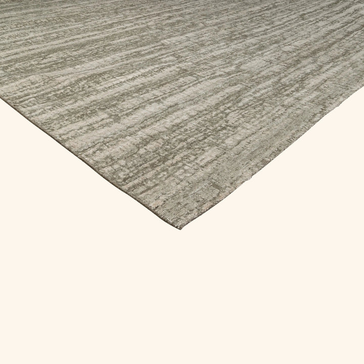 Grey Textured Wool Silk Linen Blend Rug - 8' x 10'