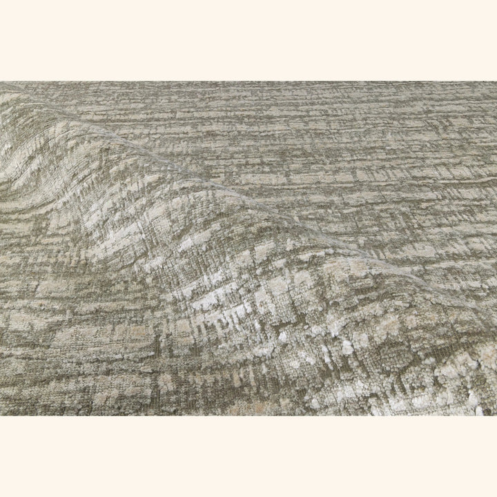 Grey Textured Wool Silk Linen Blend Rug - 8' x 10'
