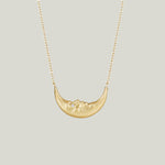 Crescent Moonface Necklace with Diamond Eyes