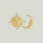 Sunface and Crescent Moon Diamond Earrings