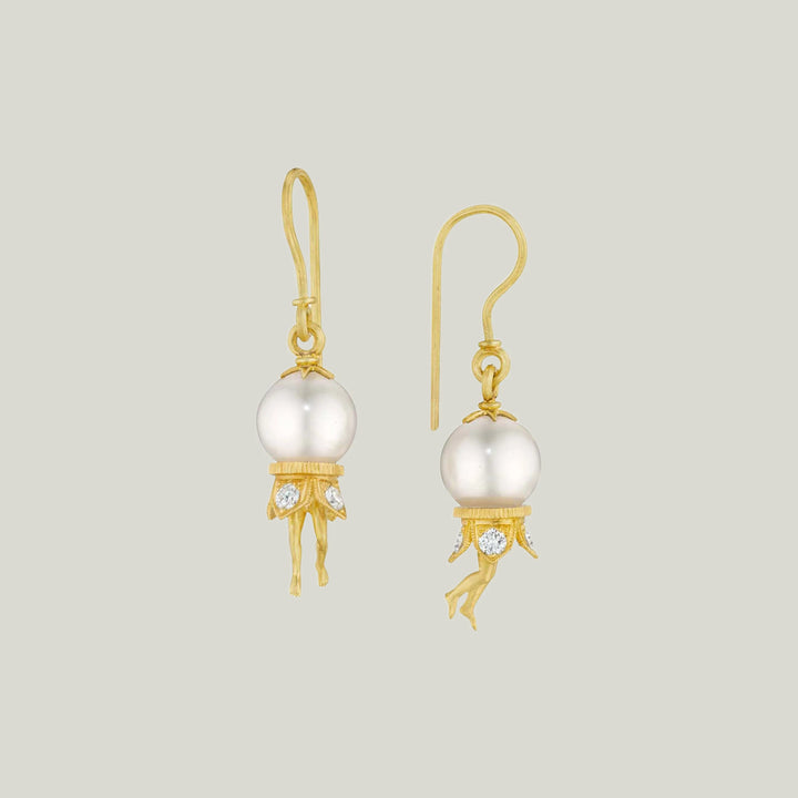 Bosch Pearl French Wire Earrings with White Pearls
