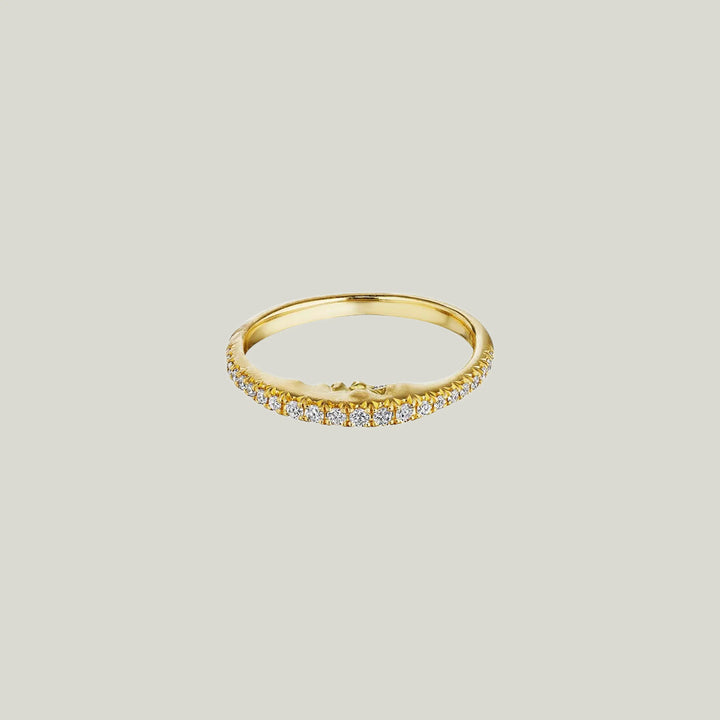 Cut Down Diamond Pavé Crescent Moonface Ring