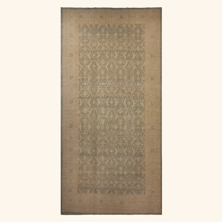 Brown Traditional Wool Rug - 11'11" x 24'