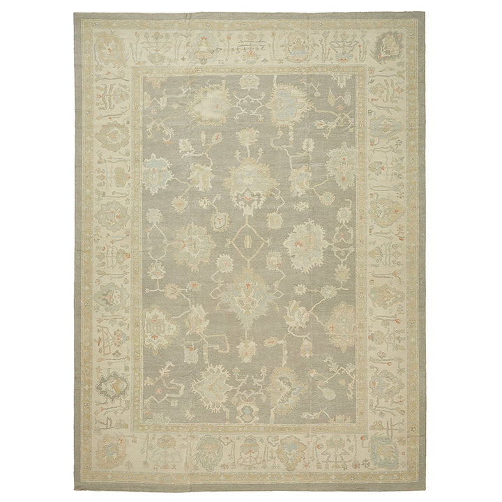 Grey Vintage Traditional Wool Rug - 12'8" x 17'3"
