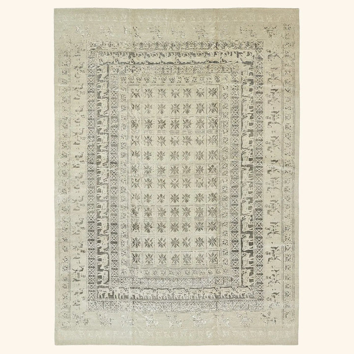 Beige Traditional Wool Rug - 13' x 18'