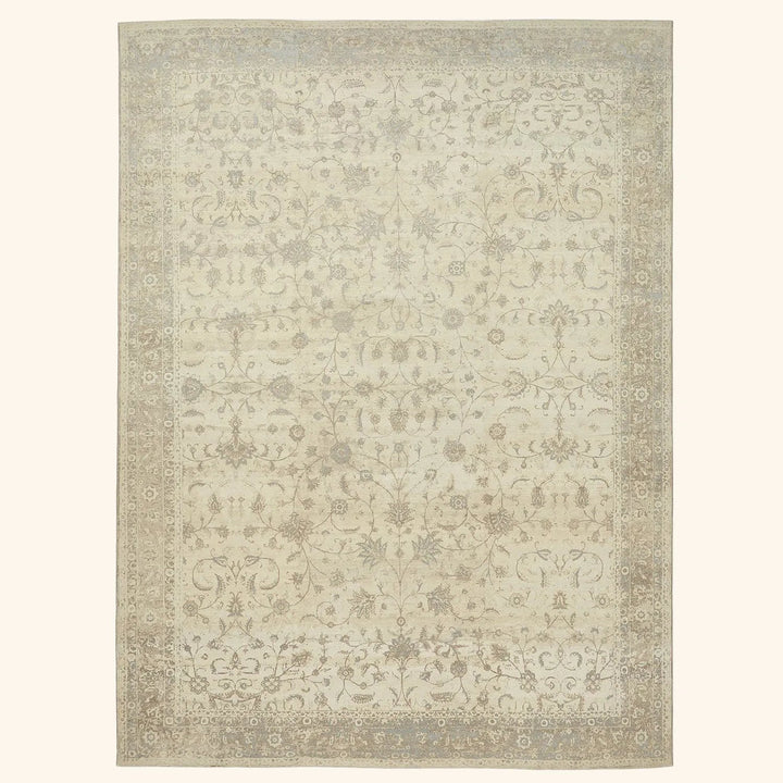 Beige Traditional Wool Rug - 13' x 17'