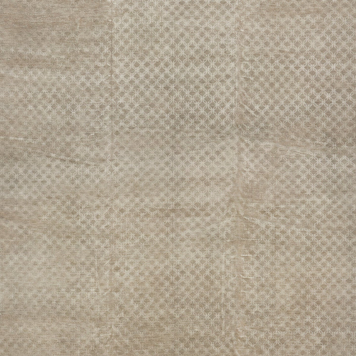 Beige Transitional Wool Silk Blend Rug - 13'9" x 19'9"
