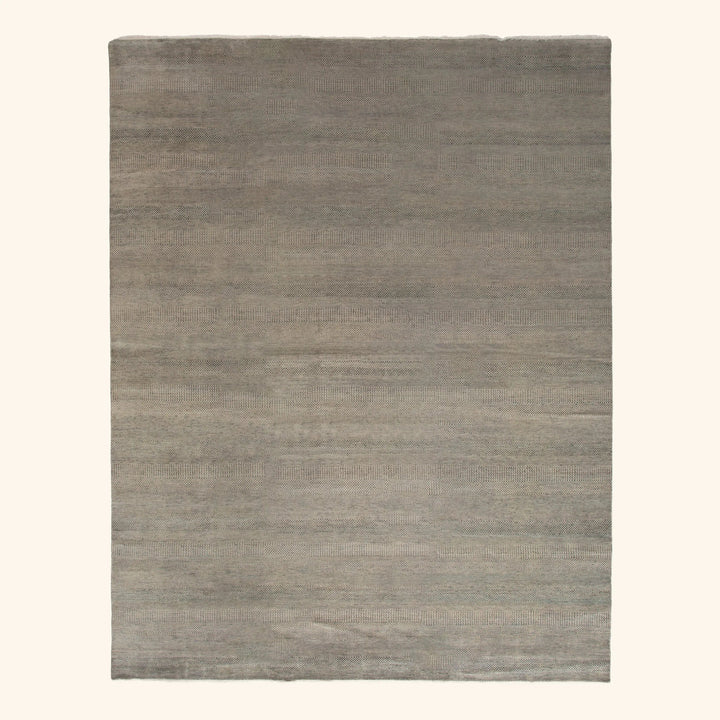 Grey Modern Wool Silk Blend Rug - 11'6" X 14'10"