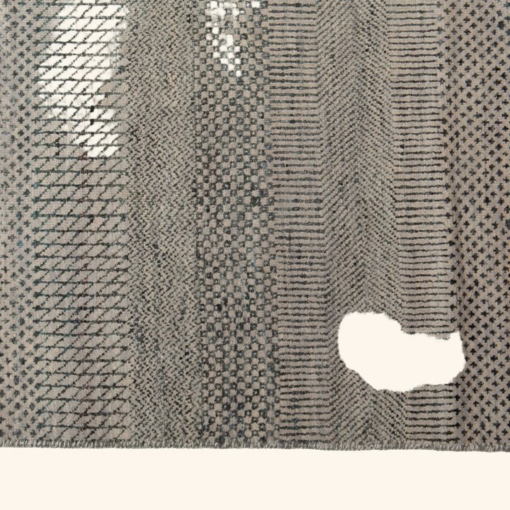 Grey Modern Wool Silk Blend Rug - 11'6" X 14'10"