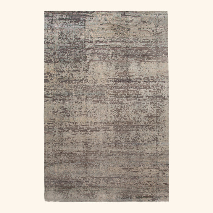 Grey Nu Vibrant Modern Tibetan Silk Rug - 11'11" x 18'3"