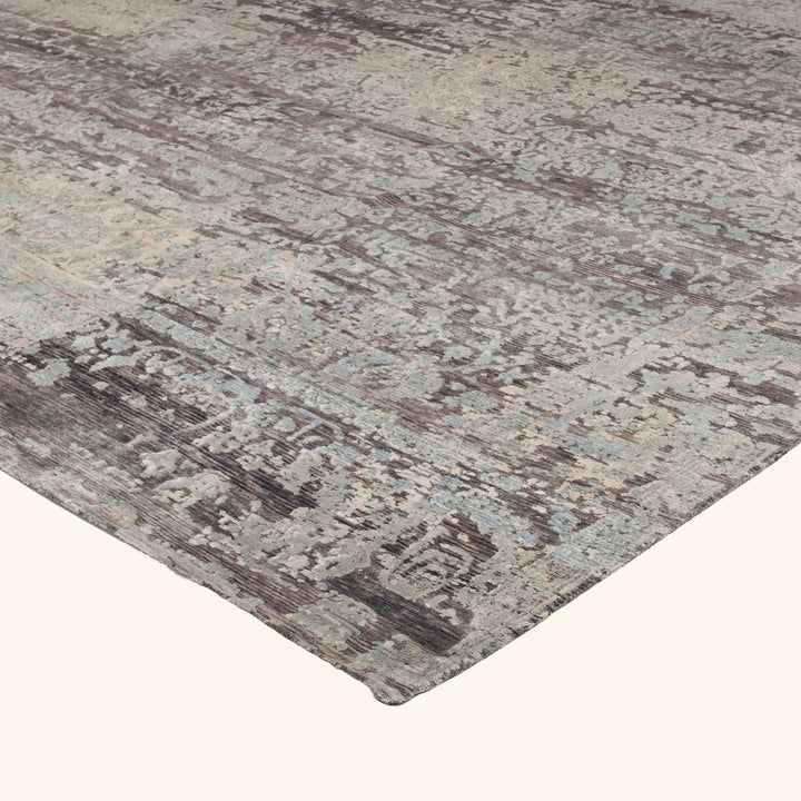 Grey Nu Vibrant Modern Tibetan Silk Rug - 11'11" x 18'3"