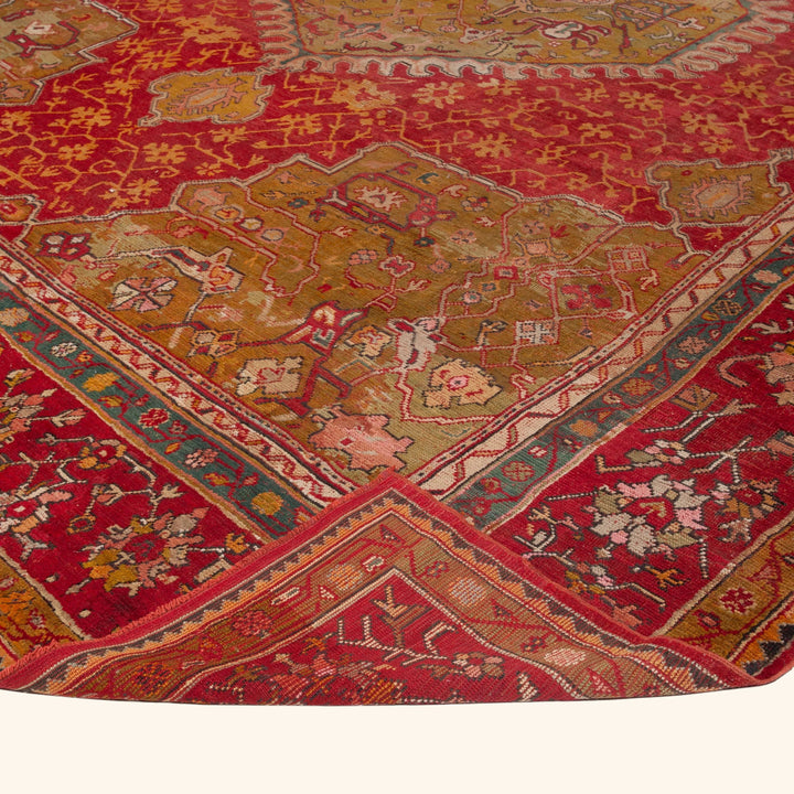 Red Antique Turkish Oushak Rug - 14' x 17'6"