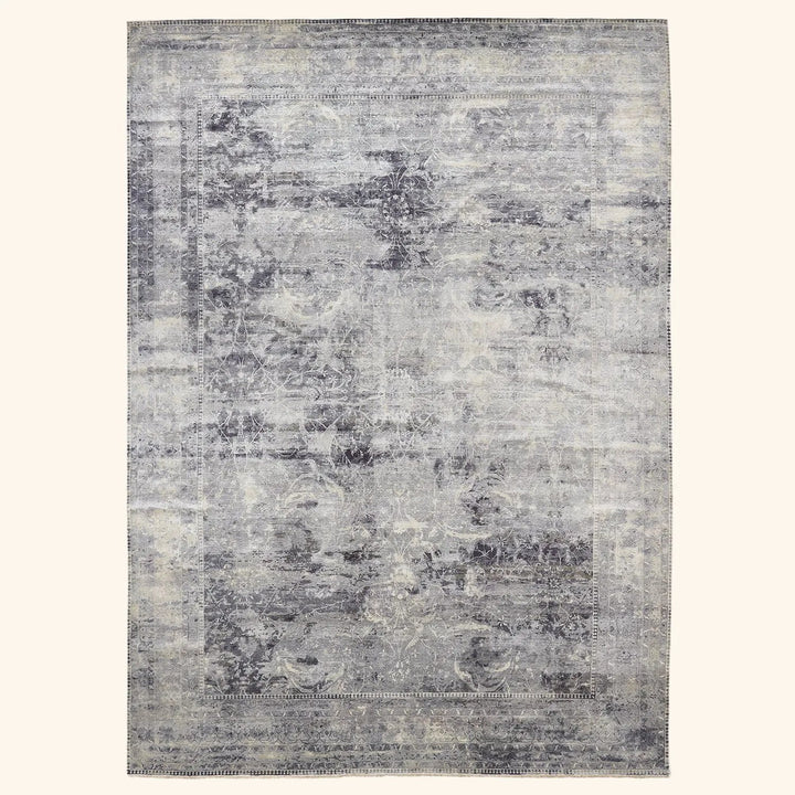 Grey Transitional Wool Silk Blend Rug - 12'11" x 18'