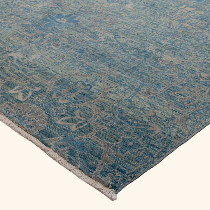 Blue Transitional Wool Silk Blend Rug - 16'6" x 25'9"