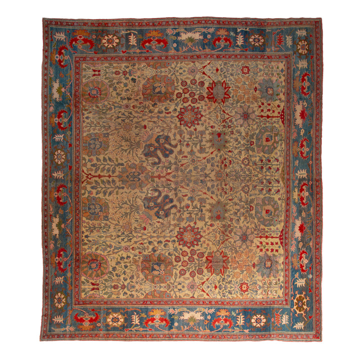 Multicolored Antique Persian Oushak Rug - 16'5" x 18'7"
