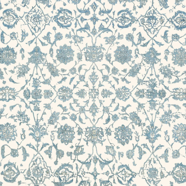Blue Traditional Silk Rug - 13'9" x 14'6"