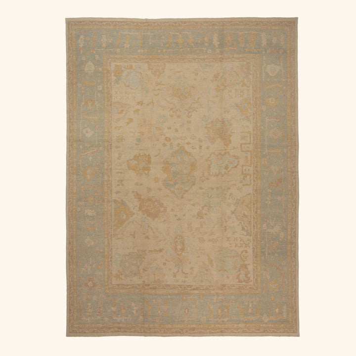 Beige Vintage Traditional Wool Rug - 13' x 17'6"