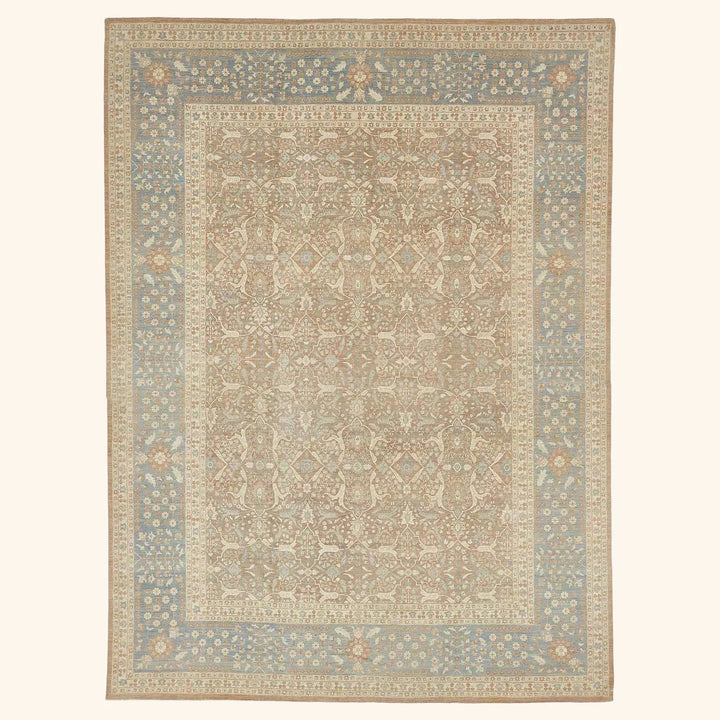 Beige & Blue Traditional Wool Rug - 12'6" x 16'8"