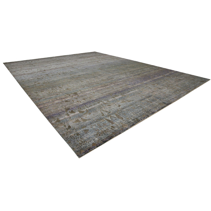 Brown Transitional Wool Silk Blend Rug - 15'8" x 20'3"