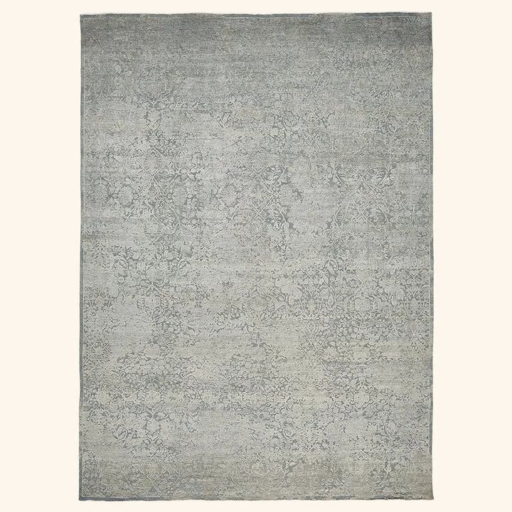 Grey Traditional Wool Silk Blend Rug - 12'1" x 17'7"