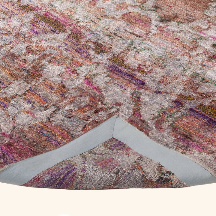 Purple Transitional Silk Linen Blend Rug - 16' x 16'4"