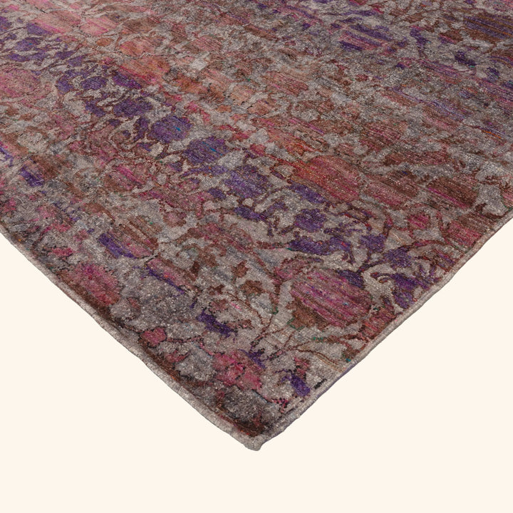 Purple Transitional Silk Linen Blend Rug - 16' x 16'4"