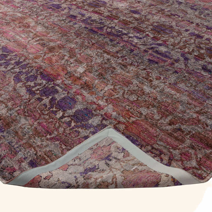 Purple Transitional Silk Linen Blend Rug - 16' x 16'4"