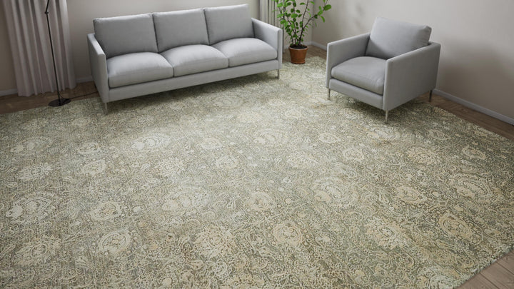 Brown Transitional Wool Rug - 12' x 14'11"