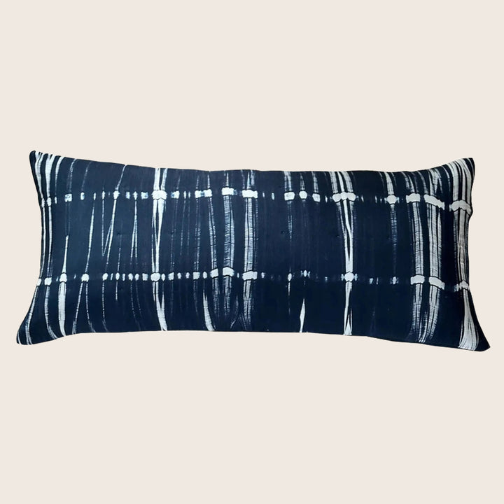 Shibori Waves Silk Lumbar Pillow 16x36