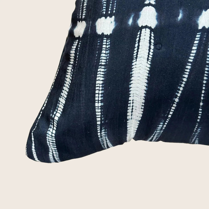 Shibori Waves Silk Lumbar Pillow 16x36