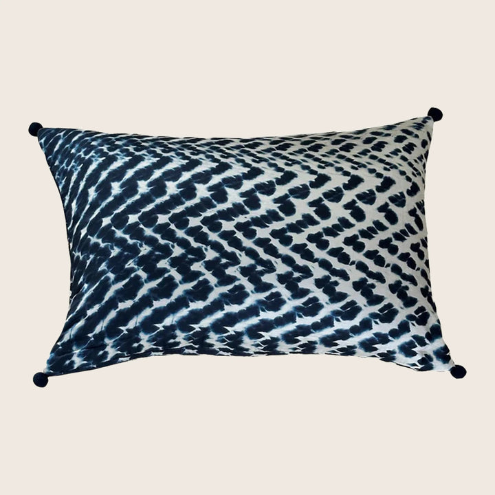 Shibori Waves Silk Lumbar Pillow 16x24