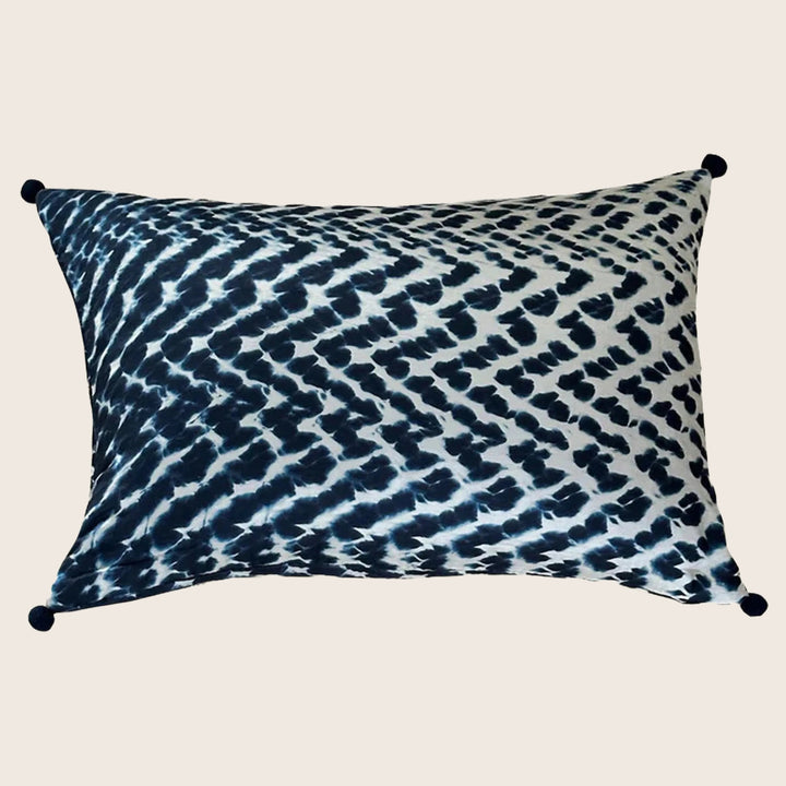 Shibori Waves Silk Lumbar Pillow 16x24