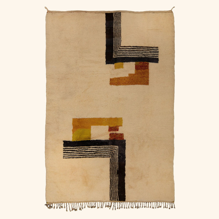 Ivory Multi Berber Wool Rug - 6'7" x 9'10"