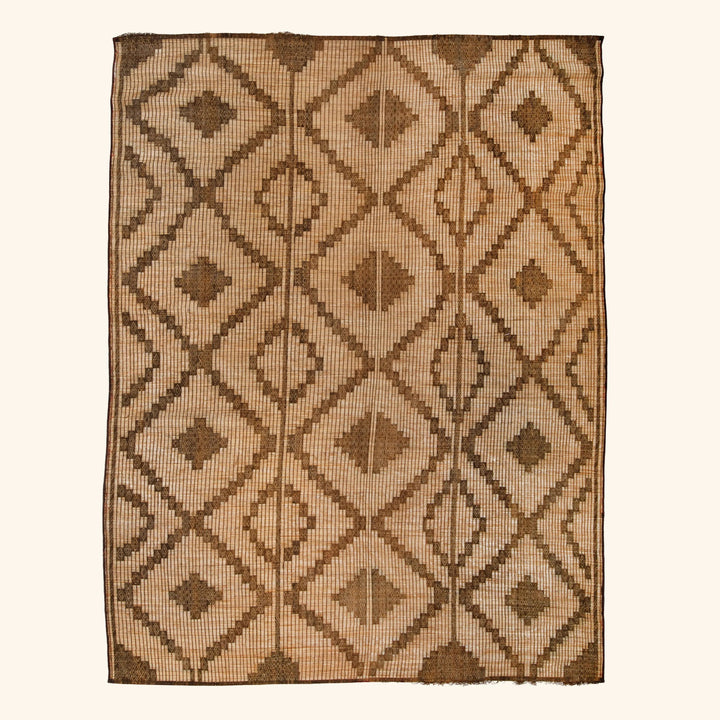 Brown Tuareg Bamboo Leather Mat -  10'6" x 13'2"