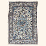 Ivory Traditional Persian Nain Wool Rug - 6'5" x 9'6"