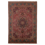 Red Traditional Persian Tabriz Wool Rug - 8' x 11'7"