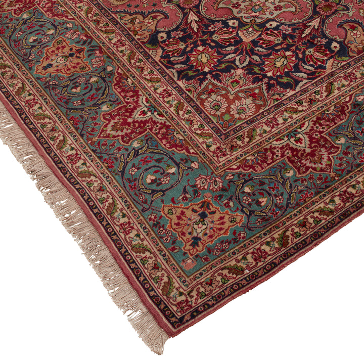Red Traditional Persian Tabriz Wool Rug - 8' x 11'7"