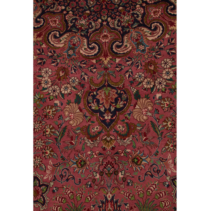 Red Traditional Persian Tabriz Wool Rug - 8' x 11'7"