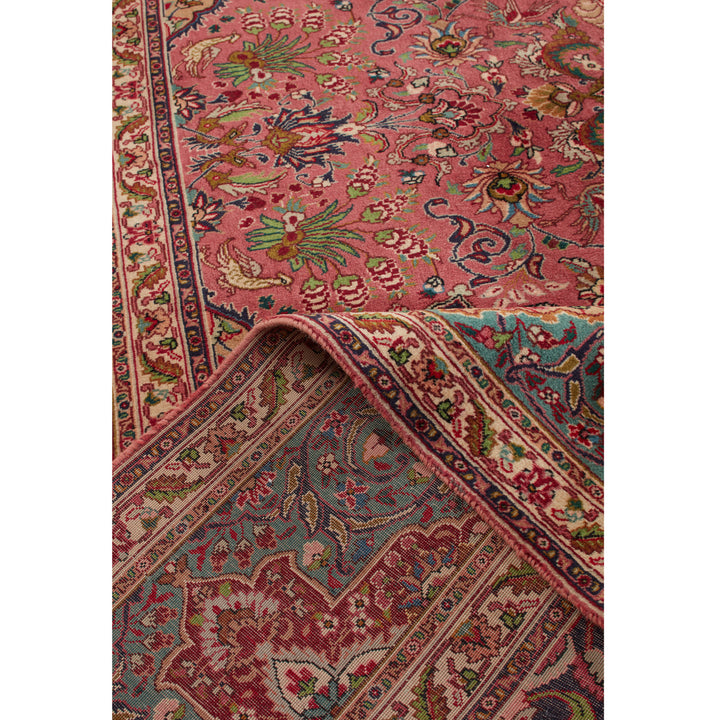 Red Traditional Persian Tabriz Wool Rug - 8' x 11'7"