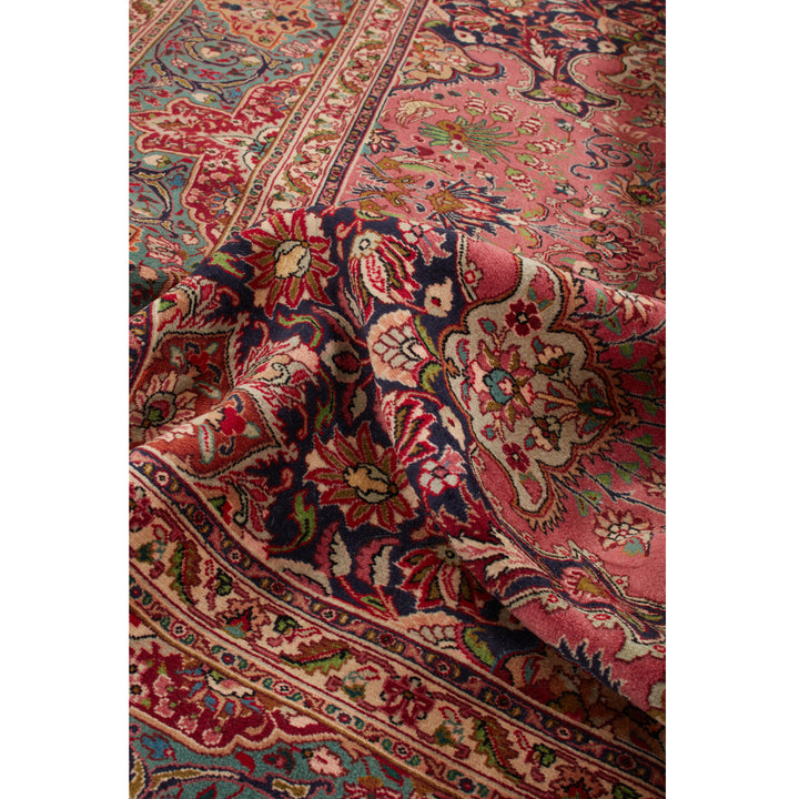 Red Traditional Persian Tabriz Wool Rug - 8' x 11'7"