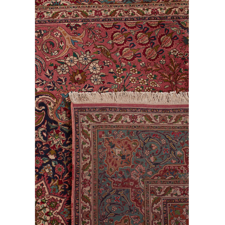 Red Traditional Persian Tabriz Wool Rug - 8' x 11'7"