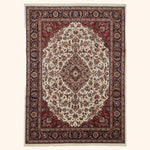 Ivory Traditional Persian Kashmar Wool Rug - 8'2" x 11'2"