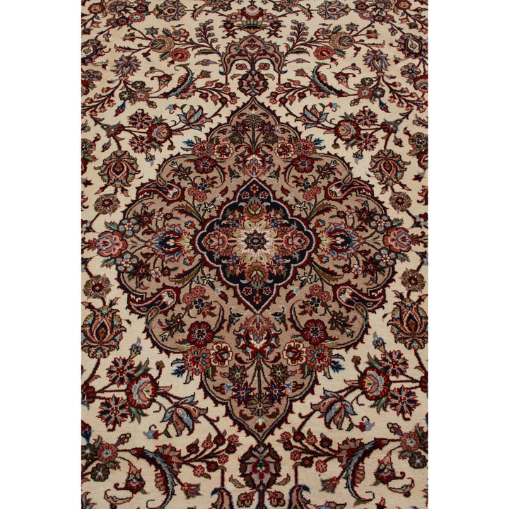 Ivory Traditional Persian Kashmar Wool Rug - 8'2" x 11'2"